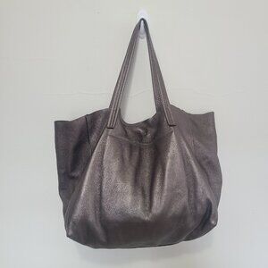 Kurt Geiger London Violet Large Gunmetal Pebbled Leather Tote Bag Purse